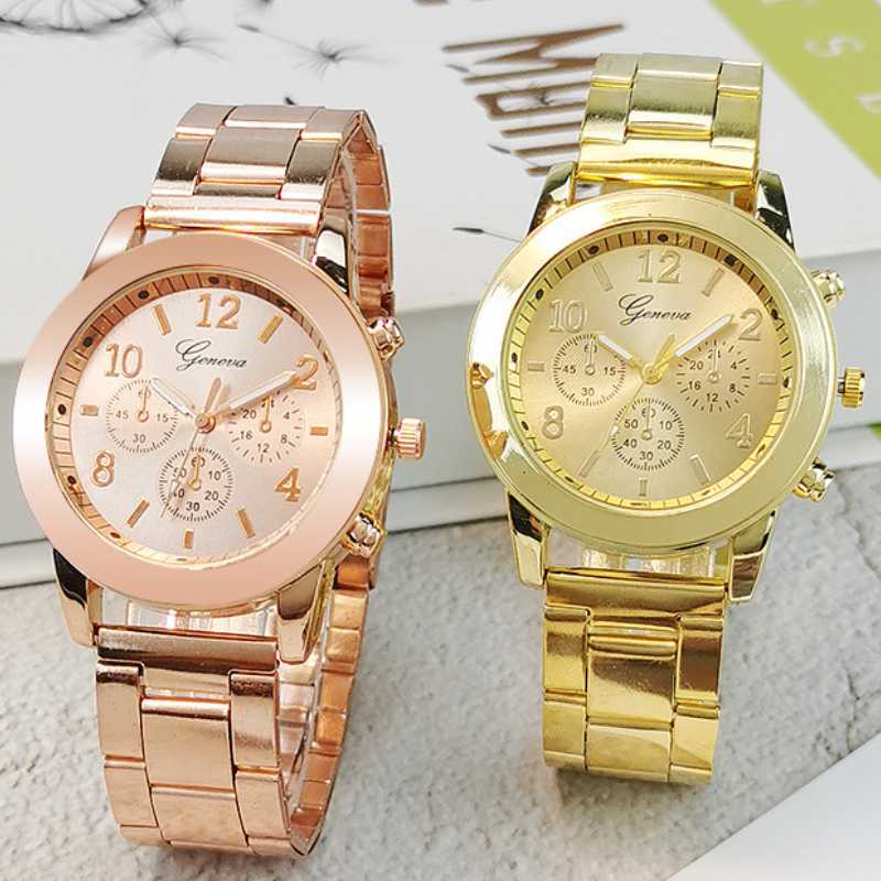 

Wristwatches Women For Watches Golden Watch Stainless Steel Ladies Creative Quartz Bracelet Female Clocks Gift Relogio Feminino, Gold