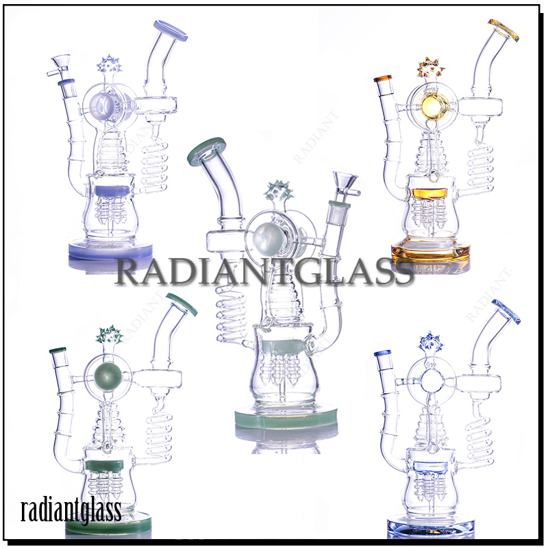 

Hookahs 12.5inches Bongs Lookah Glass Spiral Recycler Percolator Rig Tobacco Pipe Bong
