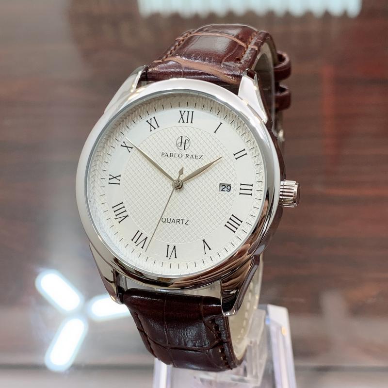 

Wristwatches PABLO RAEZ Male Clock Quartz Watch Men Top Famous WristWatch Business Date Leather Relogio Masculino Waterproof, Steel black