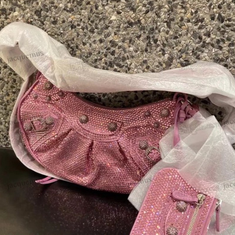 

full diamons shoulder bags designers women's le cagoles xs diamond bag with rhinestones coll girls ladies motocycle high ended bal purse cagole, I need see other product