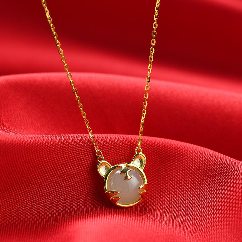

Pendant Necklaces Natural An Jade Necklace In The Year Of Tiger China Women's 925 Sterling Silver GiftPendant