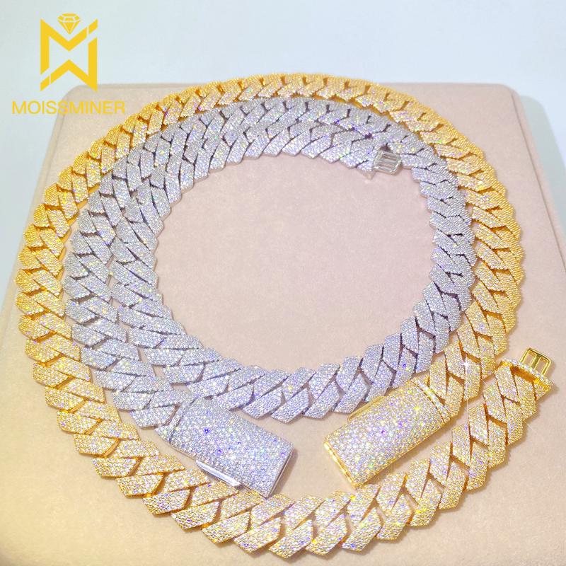 

Chains 15mm Moissanite Square Cuban Link Chain Necklaces 100% Diamonds S925 Silver Choker For Women Men Pass With GRA Free ShipChains Chains