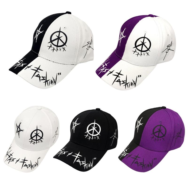 

Berets Men Women Korean Harajuku Hip Hop Baseball Cap Color Block Graffiti Letters Printed Outdoor Sunscreen Adjustable Snapback Trucke
