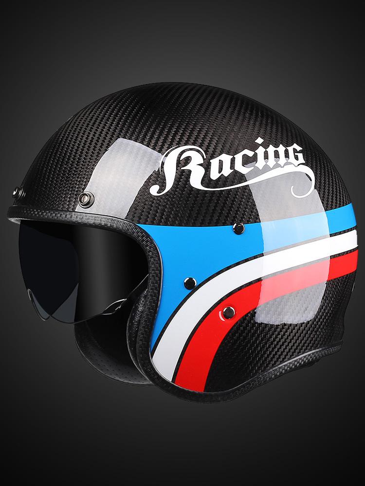 

Motorcycle Helmets Men Carbonfiber Retro Helmet Japanese Style Moto Open Half Face, B1