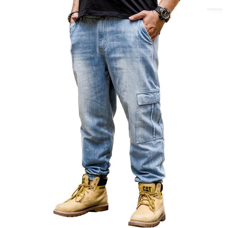 

Men's Jeans Big Size Men Bike 2022 Spring Multi Pockets Embroidery Harem Pants Brand Denim Trousers Male Black Blue 40 42 44 461 Bert22, Sky blue