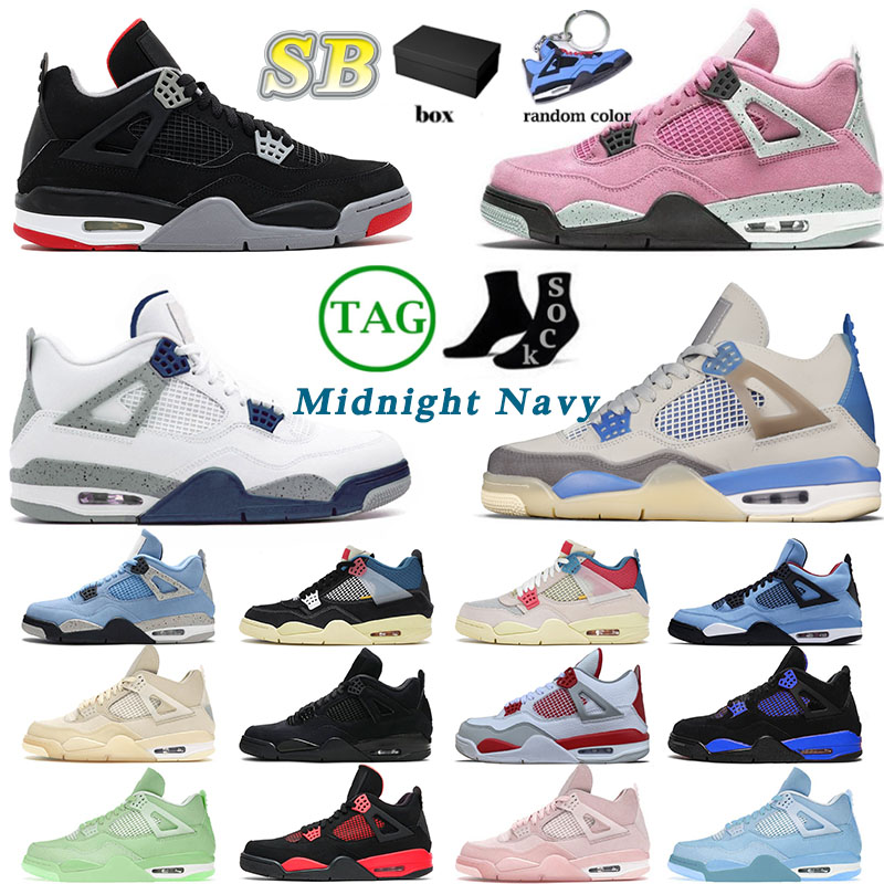 With Box New Jumpman 4 4s IV Mens Womens Designer Basketball Shoes Midnight Navy Cactus Jack Bred Blue Thunder Black Cats Sneakers Trainers Big S-image-788360244