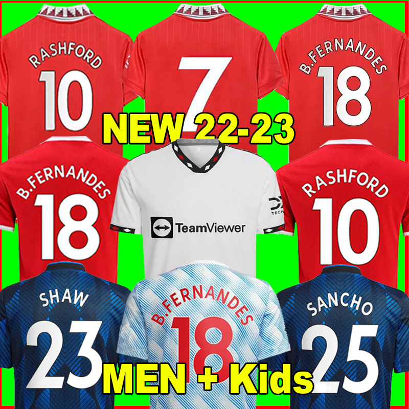 

21 22 23 SANCHO soccer jerseys PLAYER #7 Fans Player version man BRUNO FERNANDES LINGARD RASHFORD UTD GREENWOOD football shirt 2022 2023 men kids kit sets, 21-22 home