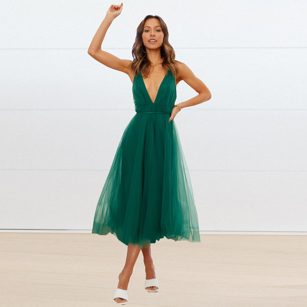 

Summer sexy gauze dress v-neck elegant one piece dresses, 03