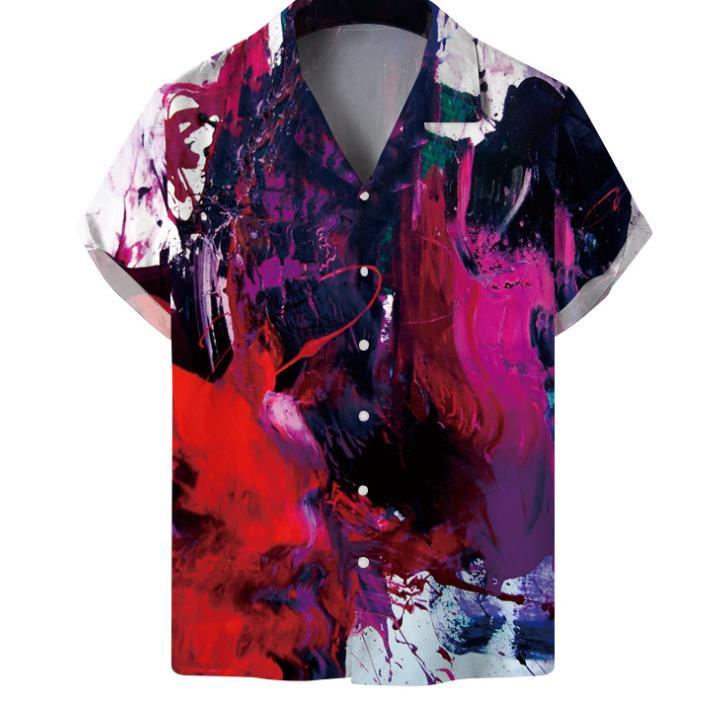 

Men's Casual Shirts Summer 2022 Personality Trendy Men's Short-sleeved 3D Printing Shirt Plus Size Men'sMen's, Gold