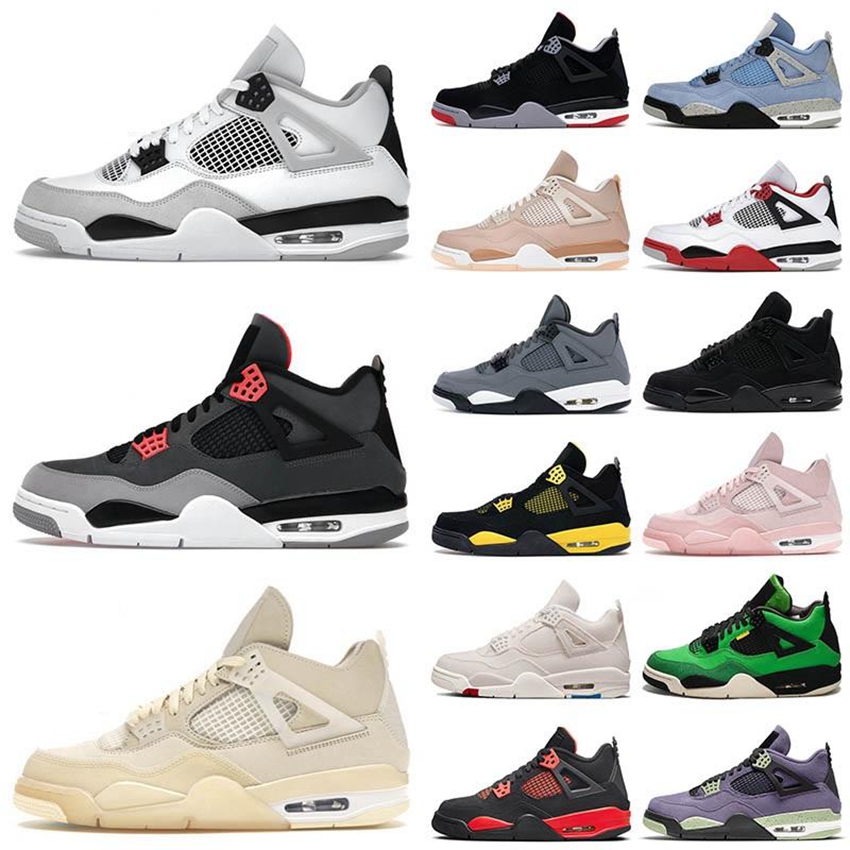 

4 4s IV Basketball Jumpman Shoes for Mens Women Military Black Infrared Sail Canyon Purple Starfish What The Canvas Red Thunder Sneakers 7-12