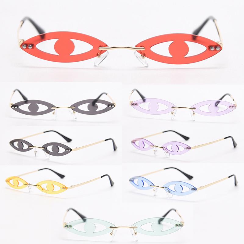 

Sunglasses Fashion Vintage Small Eyes Glasses Hollow Oval Women's Colorful Festival Party Rimless Hip Hop Shades ManSunglasses