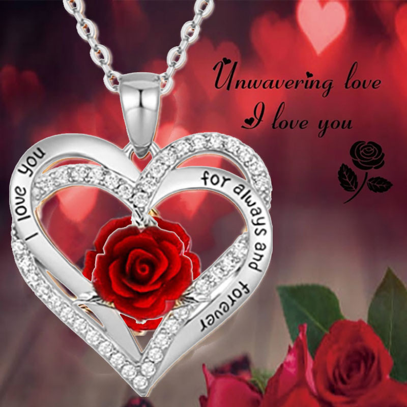 

Pendant Necklaces Couple Love Rose Necklace Lady Elegant Jewelry Accessories Banquet Wedding Valentines Day Anniversary Gift T2I53265