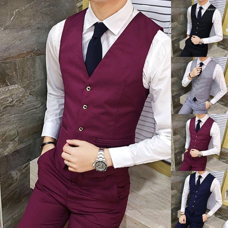 

Men's Vests Slim Fit Mens Suit Vest Casual Man Black Gray Formal Businss Arrival 2022 Male Waistcoat Gilet Homme Kare22