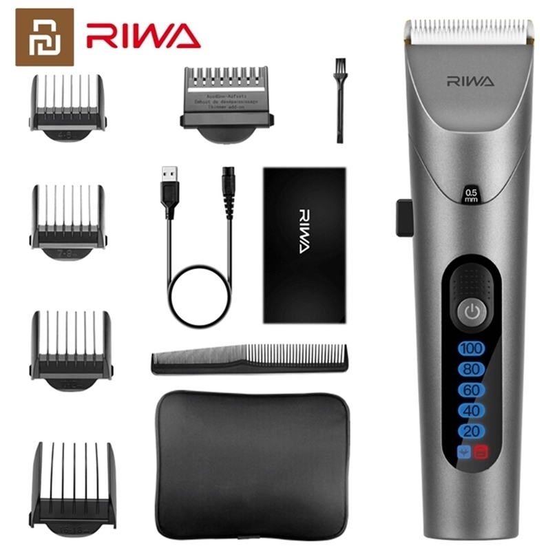 

Youpin RIWA Hair Clipper With LED Screen Washable Rechargeable Professional Electric Trimmer Barber For Men Ceramics Cutter Head 220712gx