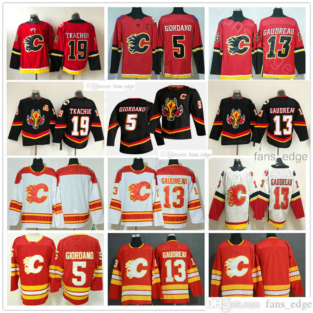 

2021 Reverse Retro Calgary Flames Hockey 19 Matthew Tkachuk 5 Mark Giordano 13 Johnny Gaudreau 23 Sean Monahan''Nhl''Jerseys, White men size s-xxxl