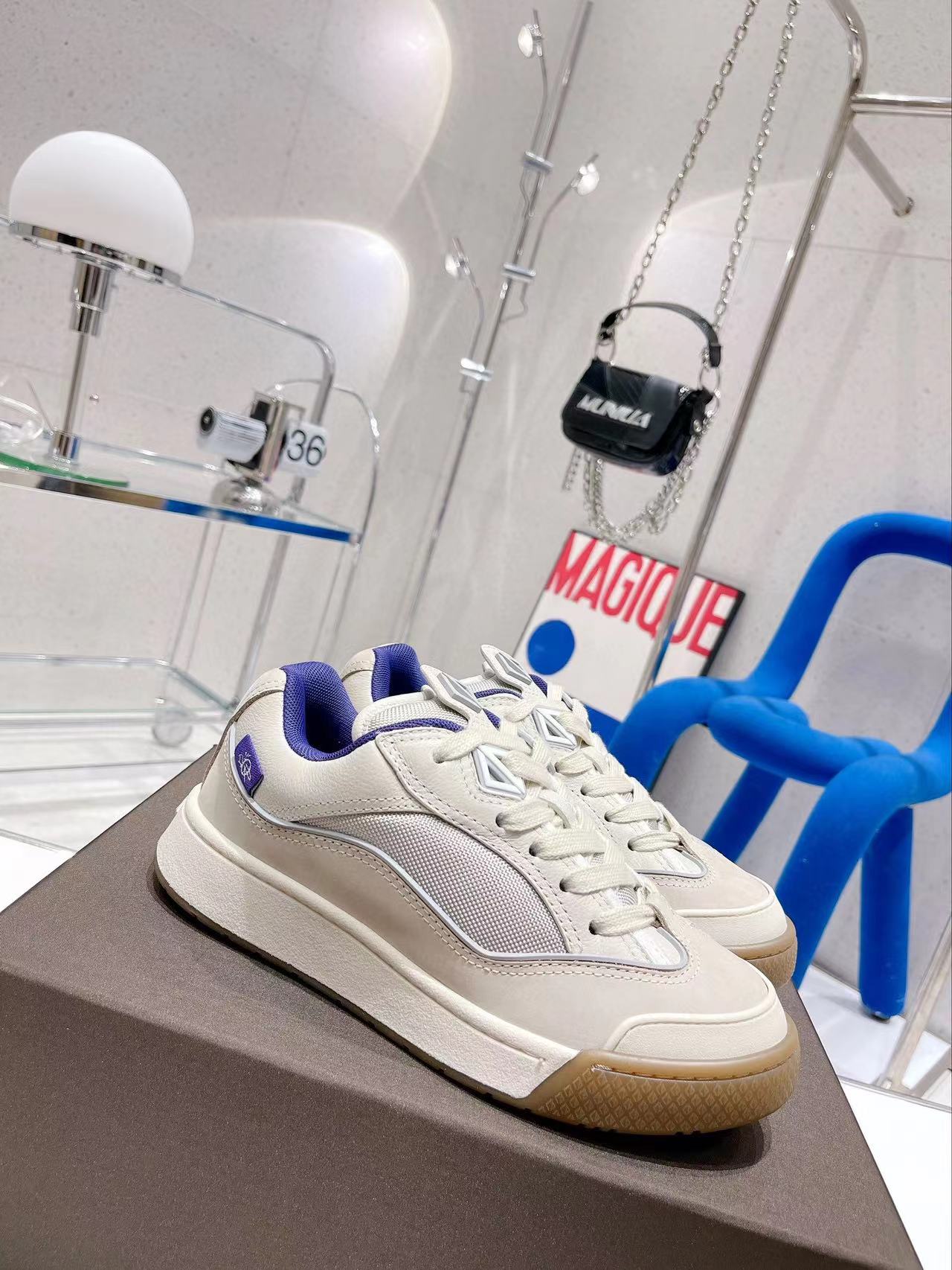 Créatrice de mode de luxe Chaussures pour femmes et hommes patchwork en cuir véritable maillage épaisse semelle lacet up décontractée de marche d