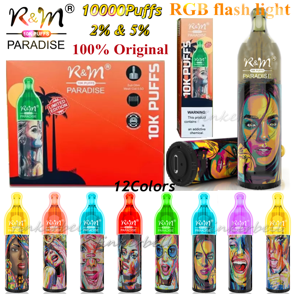 

Original R&M RM Paradise 10000 Puffs RM10K Vape Puff cigarettes 2% 5% Disposable Pen Sub OHM E cigs 2022 New Vapes vs RandM Tornado MESH Coil