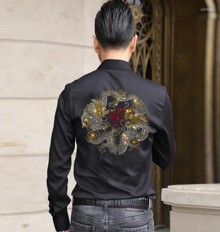 

Men's Dress Shirts Borun Brand Drill Men Designer Shirt Oversize Fashion Hip HopMen's Sybi22, As shown