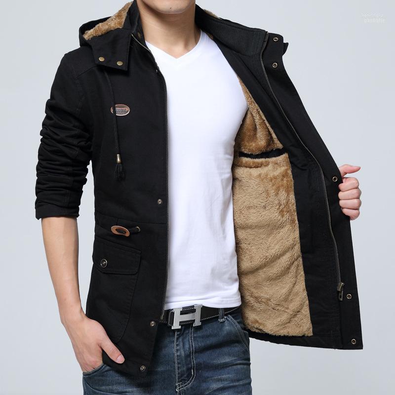 

Men's Trench Coats Casual Loose Autumn Winter Men Coat Fashion Hooded Windproof Windbreakers Pockets Zipper Jackets M- Streetwear Kend22, Black