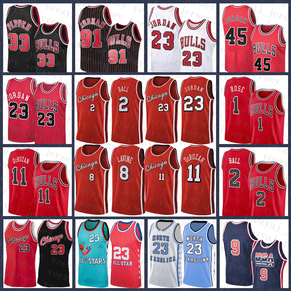 

2022 New Chicago''Bulls''Men 23 45 9 2 11 1 8 33 Basketball Jersey Michael Lonzo Ball Demar DeRozan Derrick Rose Zach LaVine Scottie Pippen 5003, Jersey-gongniu