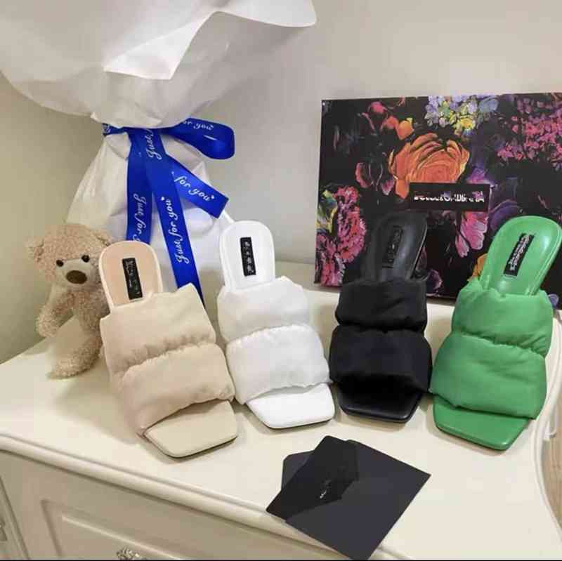 

Penny version D home 2022 summer new style square head high-heeled women's electroplated heel Korean open toe word g cool slippers, Black