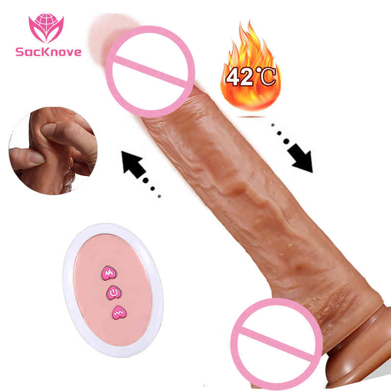 Massager Sex Toy Sacknove 10 Mode Vibrating Telescopic Heating Wireless Remote Silicone Thrusting Natural Huge Realistic Dildo for Women Toys-image-769001874