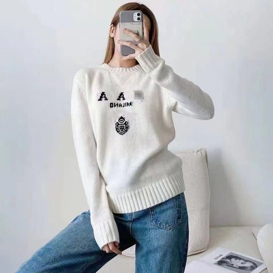 

Italy milian men women designer loose sweaters top quality Top1 retro Sweater mens womens with the same autumn winter Wool and cashmere round neck sweaters, White