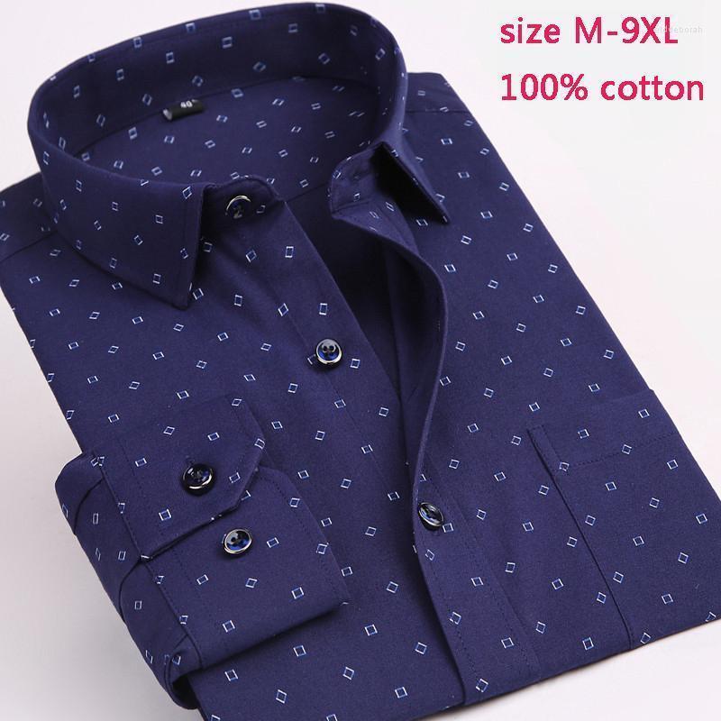 

High Quality Mens Fashion Cotton Autumn Print Long Sleeve Dress Shirts Male Tide Casual Flannel Super Large Plus Size M -9XL Men's Eldd22, 8358