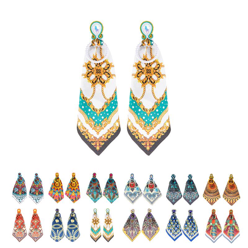 

Dangle & Chandelier Soutache Earrings Handmade Fashion Jewelry Silk Scarf Colored Long Beautiful Women's Drop Romantic Accessories GiftD