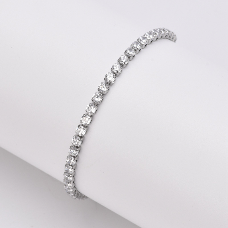 

Korean version ins style crystal zircon bracelet woman temperament white girlfriends with the same titanium steel claw chain bracelet women