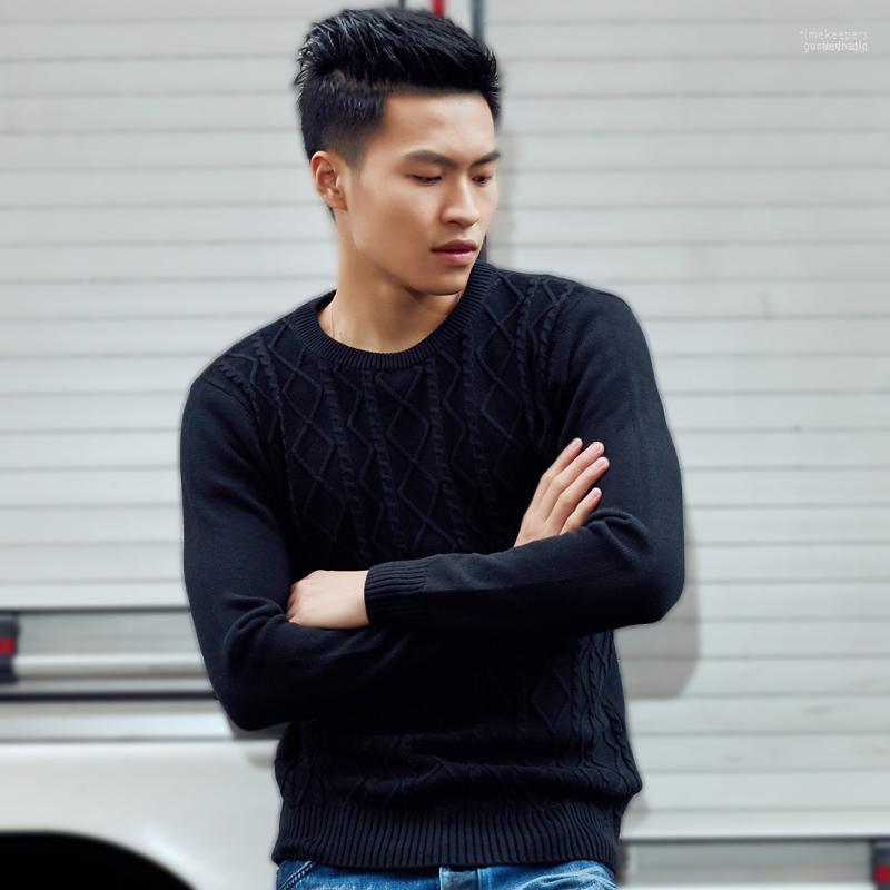 

Fashion 2022 Winter Men's Casual Black Sweater O-neck Classic Men Slim Cotton Pullover High Quality Brand Clothing Sweaters Time22, Red