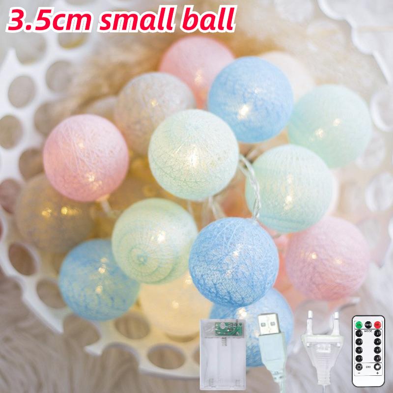 

Strings 3.5CM Cotton Balls Christmas Lights Outdoor Garland LED String Lamp Patio Bedroom Party Holiday Lighting Year Wedding Decor