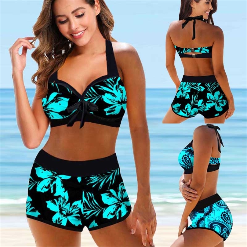 

Women Beachwear Swim Bikinis Swimwear Bathing Suit Two Pieces Bikini Set Swimsuits Printed Beach Summer Swimdress Plus Size 220616, Blue