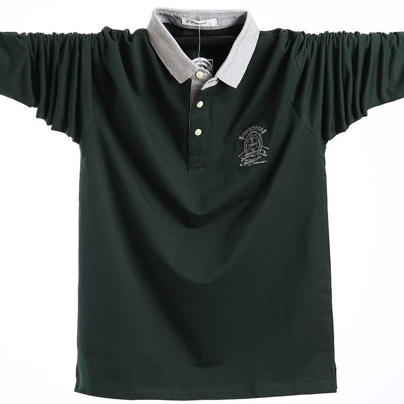 

Men's T-Shirts Autumn T Shirt Men Long Sleeves Loose Large Lapel Long-sleeved T-shirt Cotton Fashion Plus Fertilizer Increase Size 5XLMen's, Black