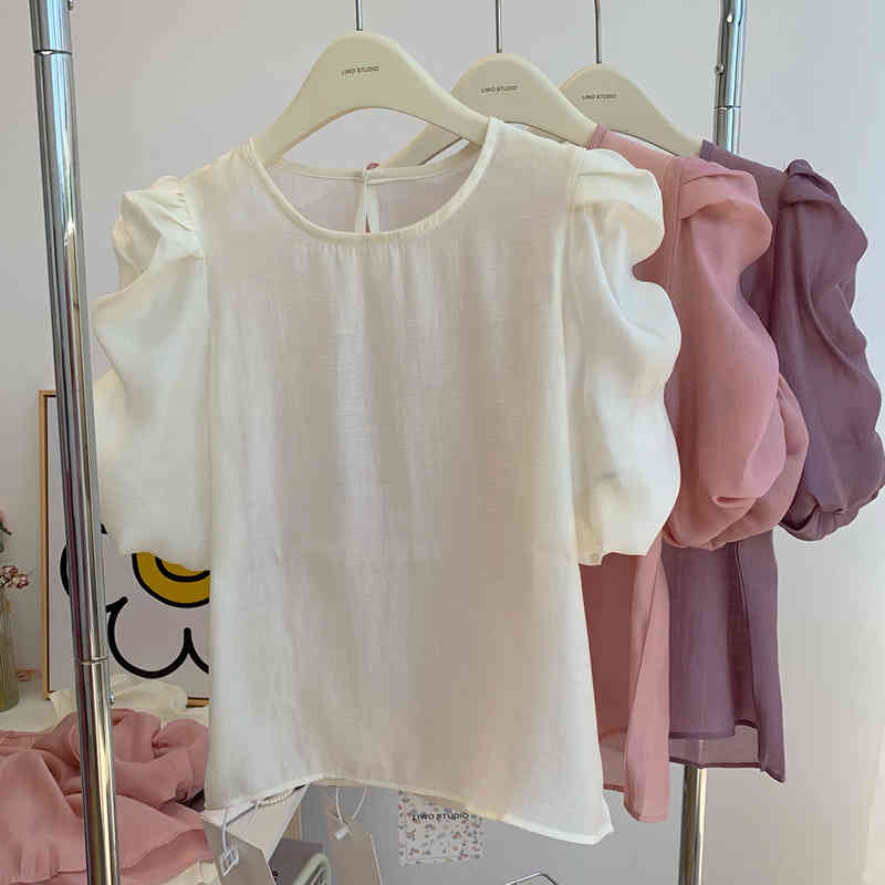 Women's T-Shirt Pinziko big rabbit Tencel short sleeve shirt female design sense niche 2022 bubble MCMZ