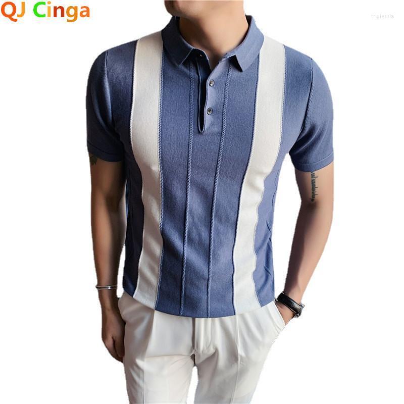 

Men's Polos Selling High Quality Diversified Men's Short Sleeved Shirts Personality Fashion Ice Silk Lapel Turn Over Shirt 3xlMen's Men', 9701 blue