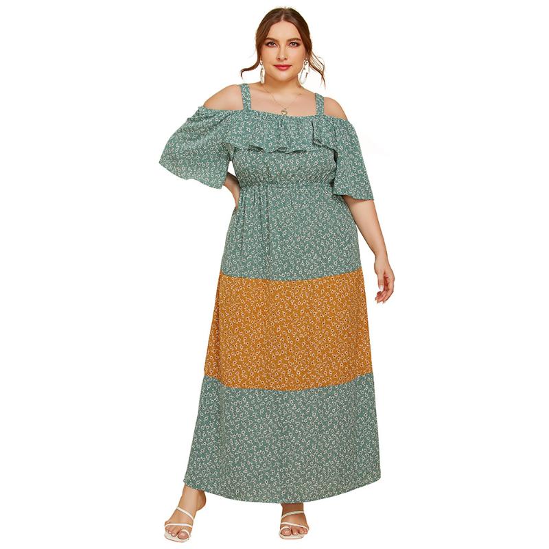

Plus Size Dresses Women Summer 2022 Ruffled Loose Floral Dress Oversized ClothingPlus, Black