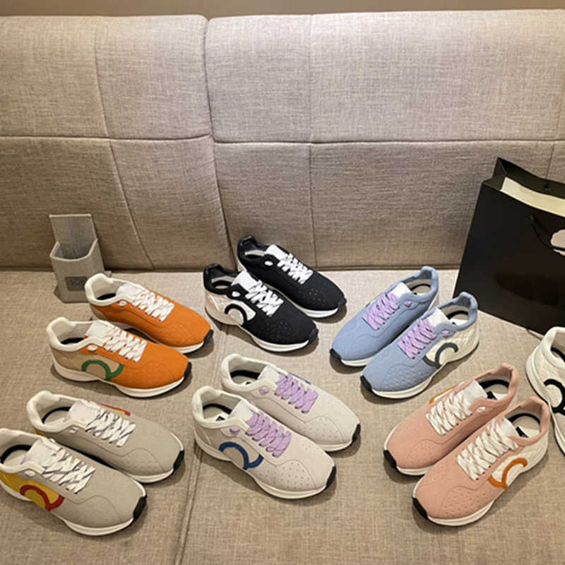 

2022 Women Suede Mesh Sneaker Shoes Brand Designer Casual Shoes C luxury chan and el Sports shoe low top lace up Ladies Platform Fitness Trainers running loafer, Fill postage