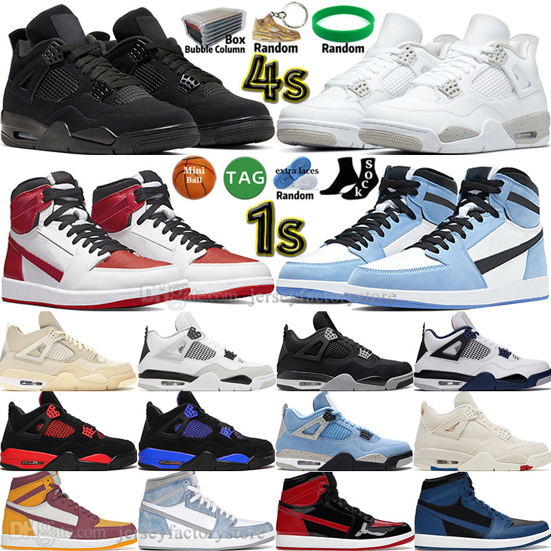 

Black Cat White Oreo Sail Military 4 4s Mens Basketball Shoes 1 1s University Blue Heritage Patent Bred Chicago Toe Fire Red Thunder Men Sports Women Sneakers Trainers, 33