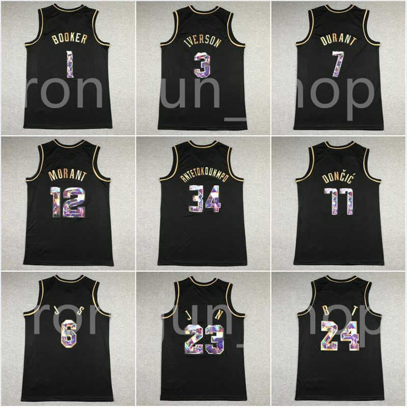 

2022 Top Quality Stitched Black Basketball Ja Morant Kevin Durant Giannis Antetokounmpo Devin Booker Luka Doncic Iverson Men''nba''jerseys, Picture 4
