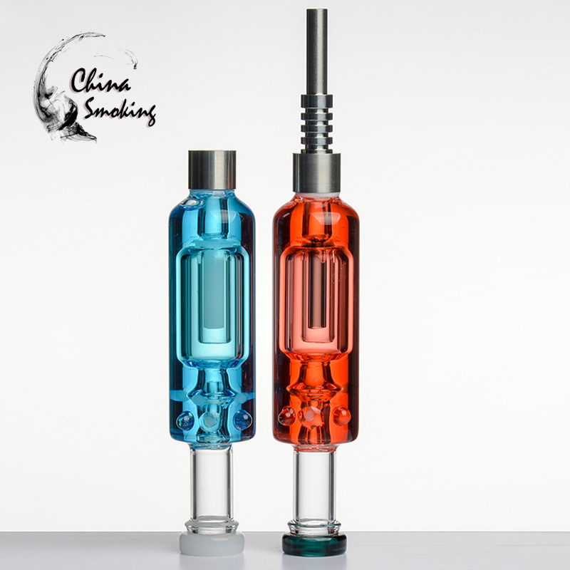 

Smoking Hookah accessories Glass nectar collector straw with liquid glycerin inside oil cooling NC Kit dab rig 510 screw joint