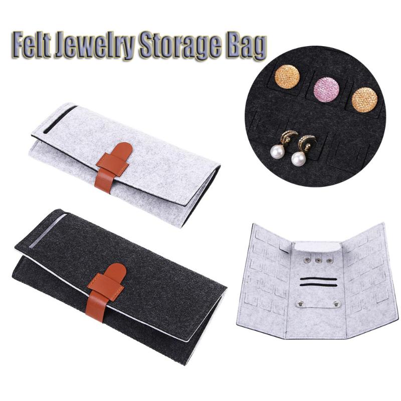

Jewelry Pouches Bags Pc Portable Roll-up Felt Roll Storage Bag Folding Travel Earrings Necklaces Bracelets Rings Container StorageJewelry