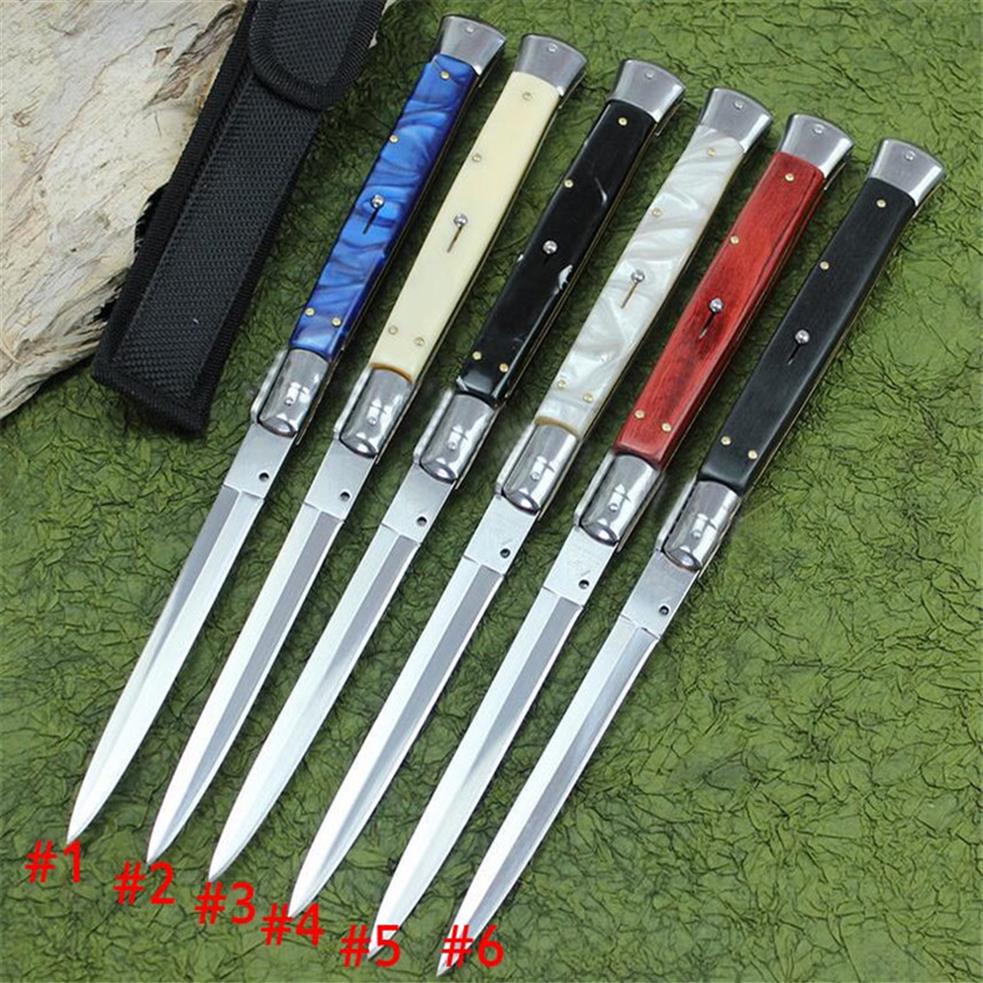 

13 Inch Italian mafia Automatic knife AUTO Tactical knife 440C 58HRC Satin Single Blade Alloy Handle EDC Hunting Pocket knives 9 1291o