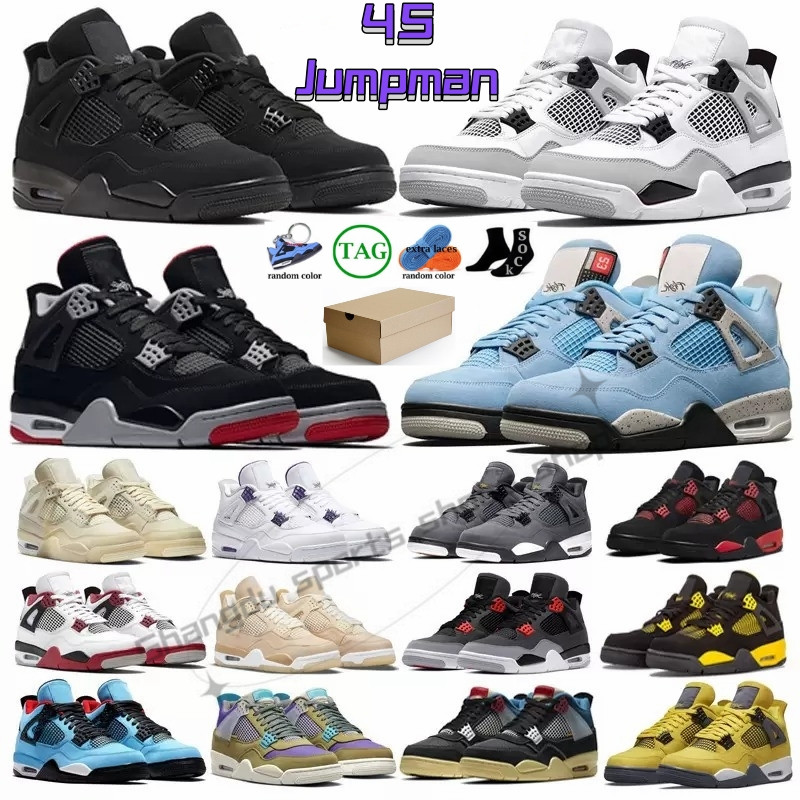 

With Box 2022 Jumpman 4 4s Basketball Shoes University Blue Tech White Sail White Cement Pure Money Red Thunder Pony Hair Guava ice Sneakers Women Trainers US 5.5-13, C42 40-47