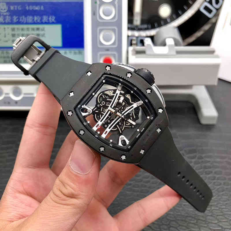 

Luxury Mens Mechanical Watch Richa Milles Business Leisure Rm61-01 Automatic Black Steel Case Tape Fashion Men Swiss Movement Wrist Watches, Khaki