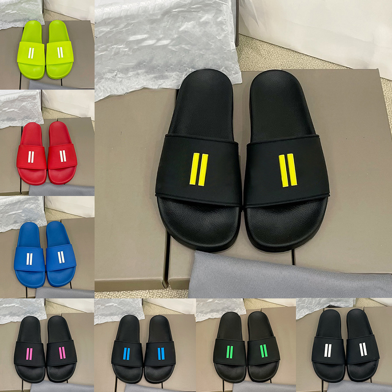 

2022 Designer Sandals pool slide Glow In the Dark luxury Slides with box dust bag men women shoes red grey black white fluo yellow fashion flat Summer Beach slippers, Double box