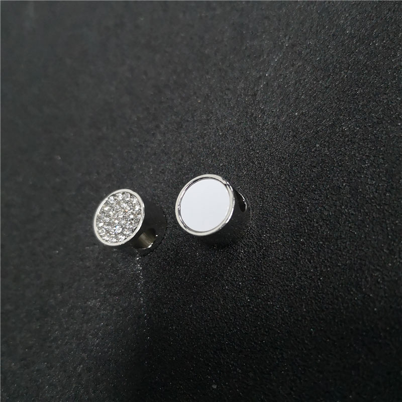 

sublimation blank new round heart charms photo bead metal fashion charm hot transfer printing material consumables with zircon
