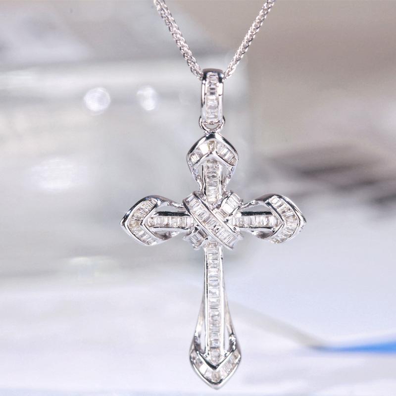 

Other Luxury T Square Zircon Cross Crystal Pendant Jewelry 925 Sterling Silver Necklaces For Women Anniversary AccessoriesOther