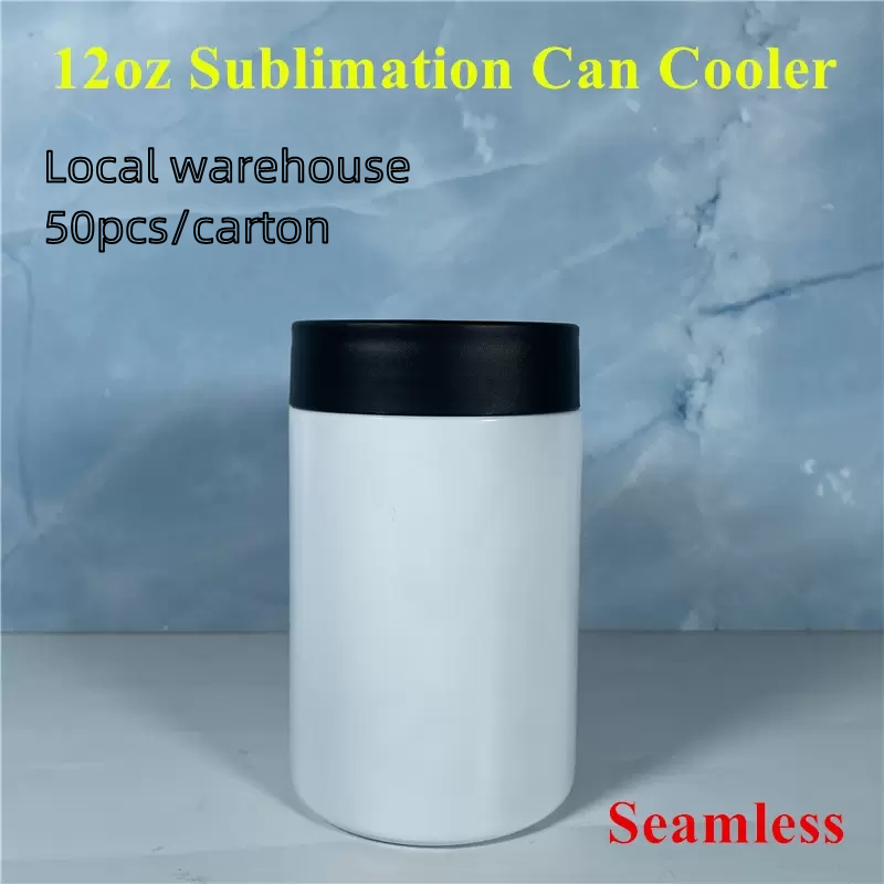 

Local Warehouse 12oz Sublimation Can cooler straight tumbler with black Lid Stainless Steel Cola Bottles Double Wall Coffee Mug New Arrival Z11, White