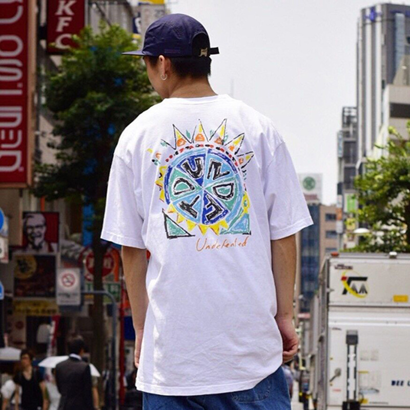 

Undefeated t-shirt streetwear harajuku floral printed tee hiphop oversize summer men' tops round neck t-shirts couple clothing, Black